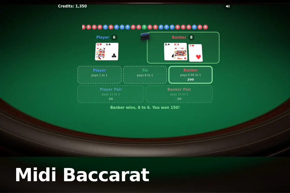 Midi Baccarat game screen
