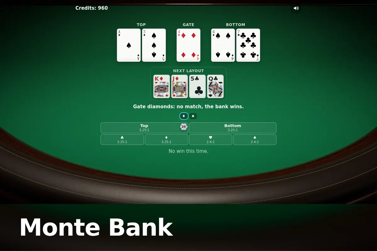 Monte Bank game screen