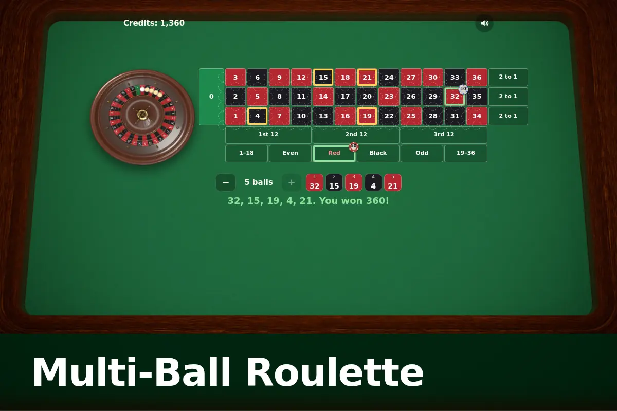 Multi-Ball Roulette game screen