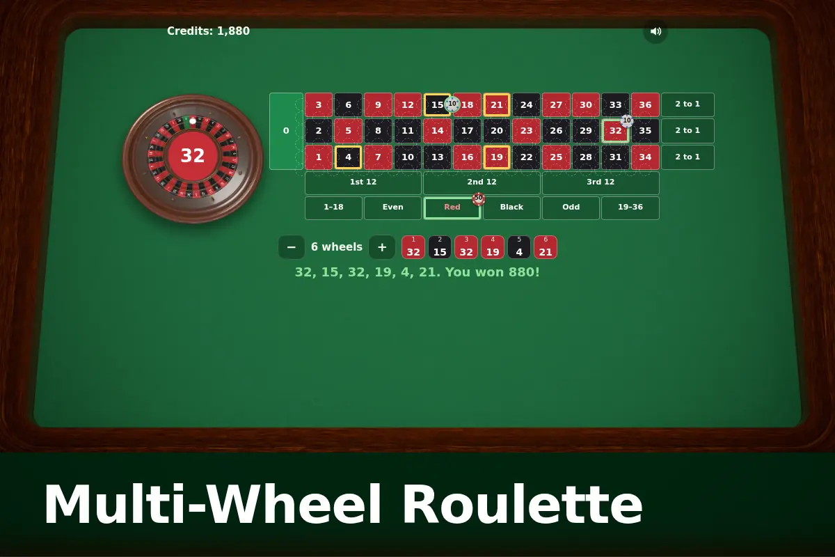 Multi-Wheel Roulette game screen