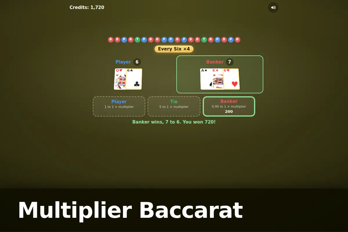 Multiplier Baccarat game screen