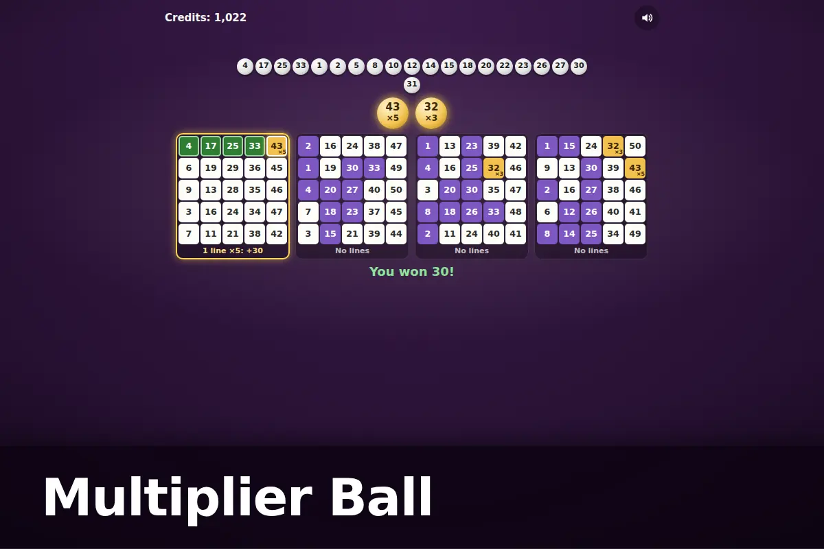 Multiplier Ball game screen