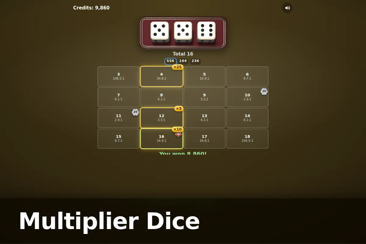 Multiplier Dice game screen