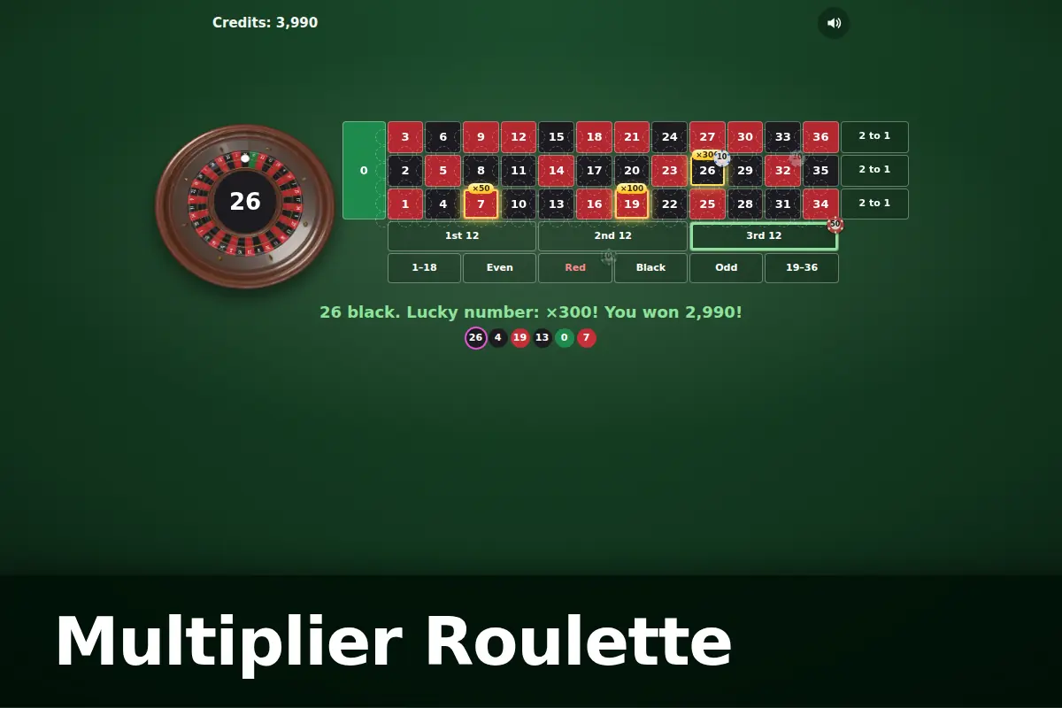 Multiplier Roulette game screen