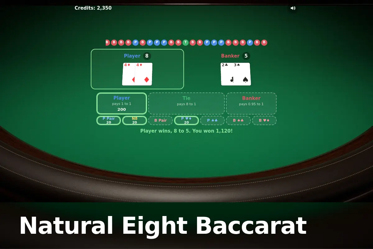 Natural Eight Baccarat game screen