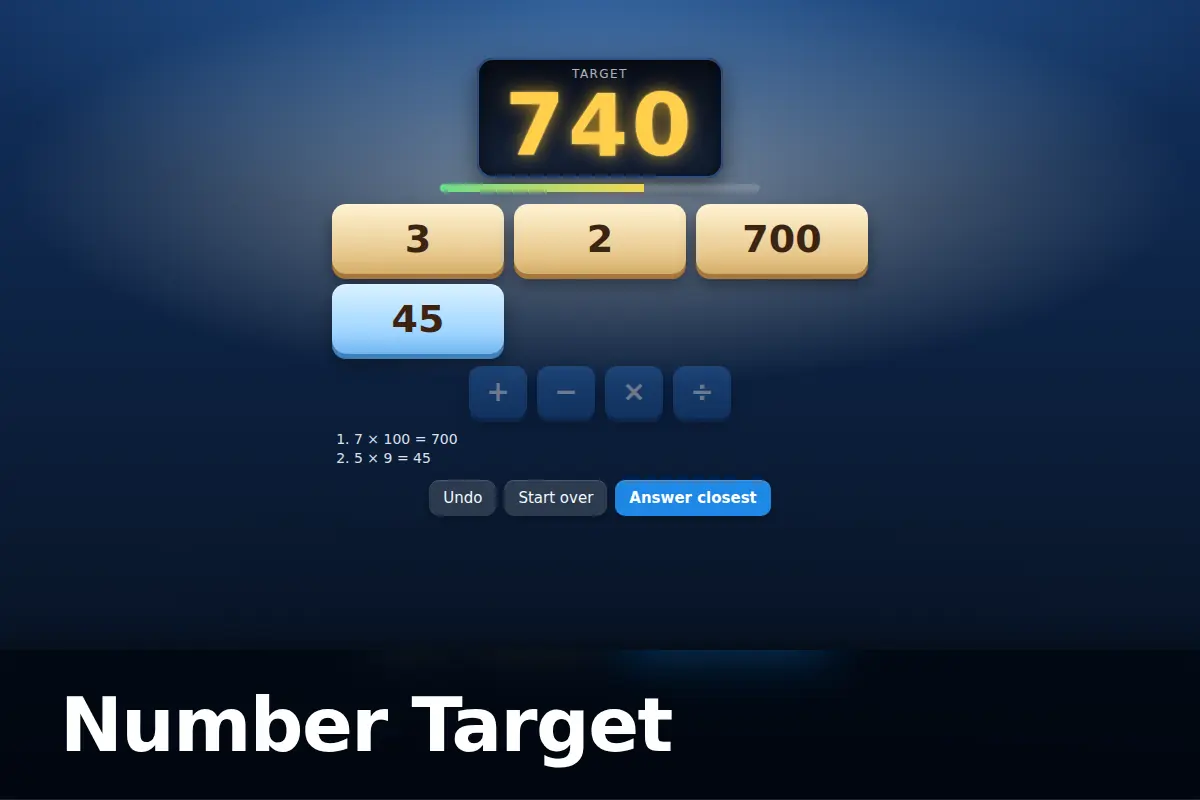 Number Target game screen
