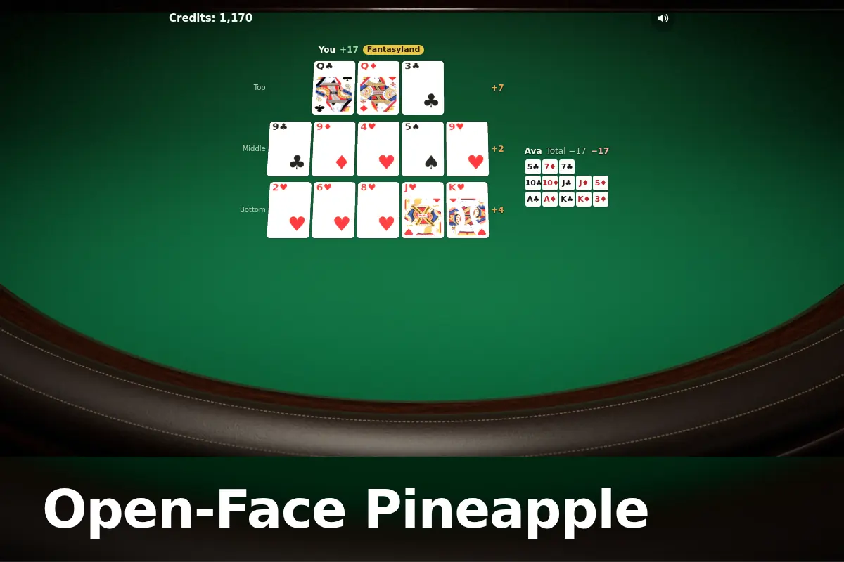 Open-Face Pineapple game screen