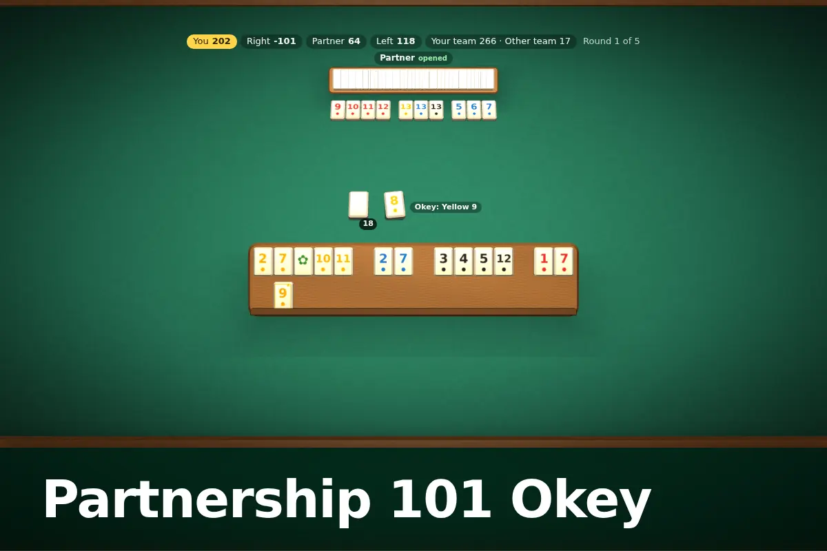 Partnership 101 Okey game screen