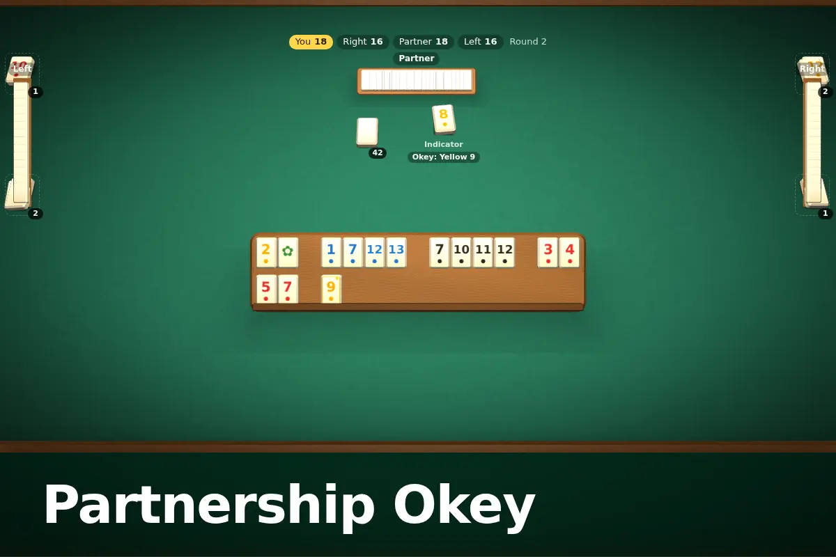 Partnership Okey game screen