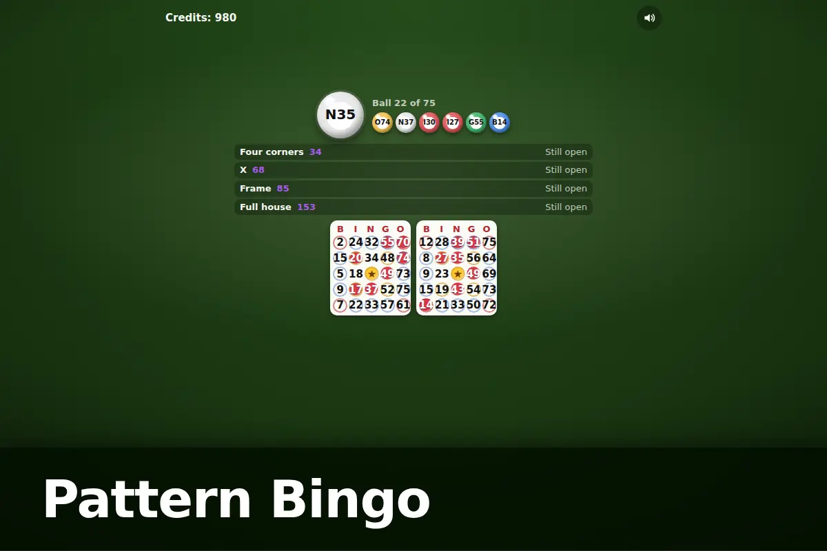 Pattern Bingo game screen