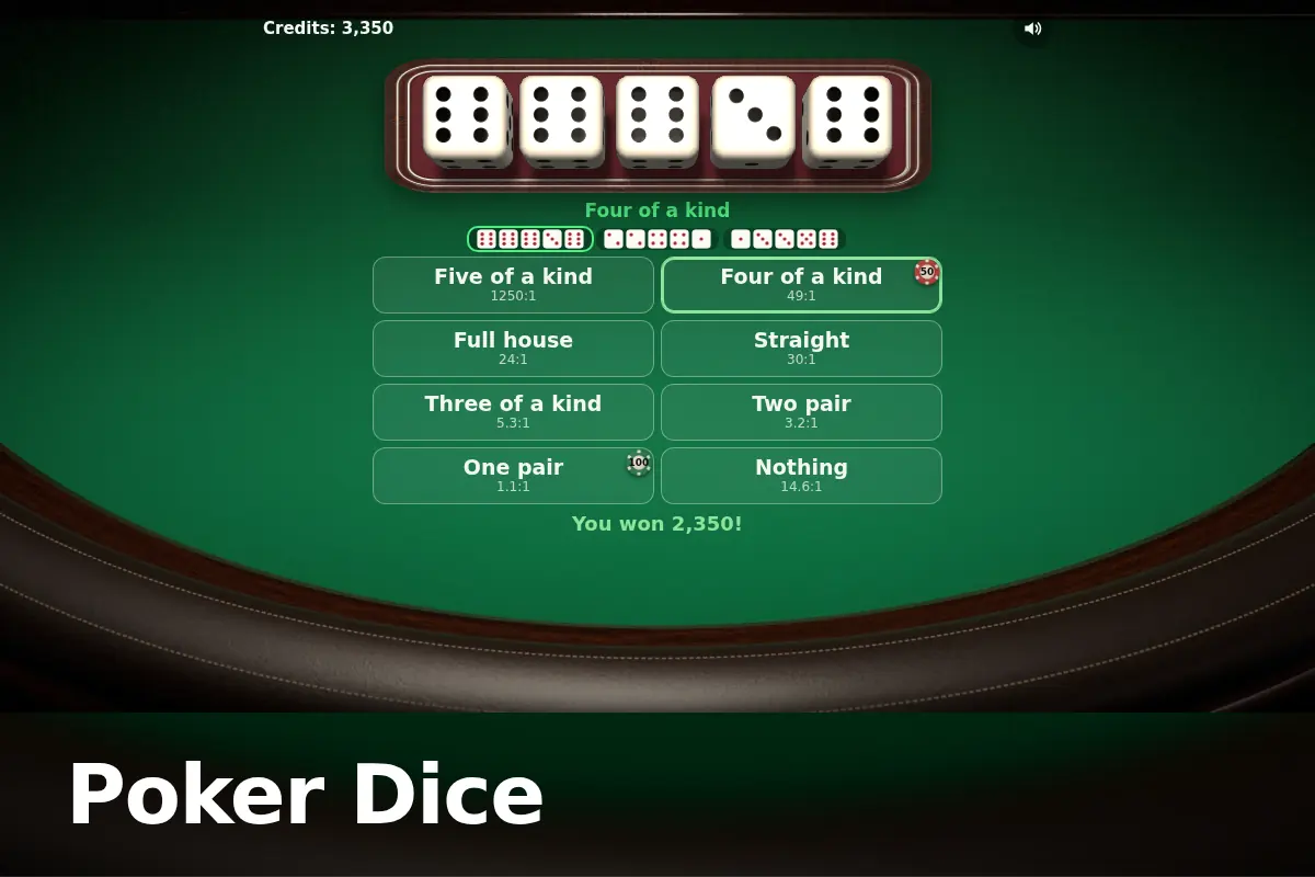Poker Dice game screen