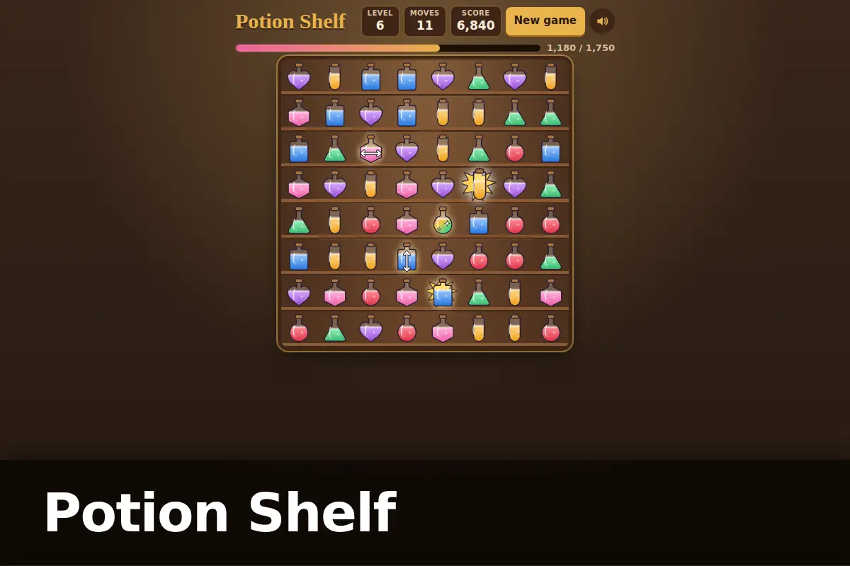Potion Shelf game screen