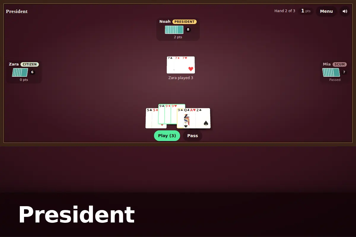 President game screen