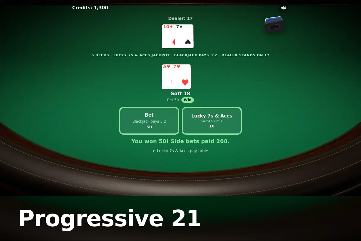 Progressive 21 game screen