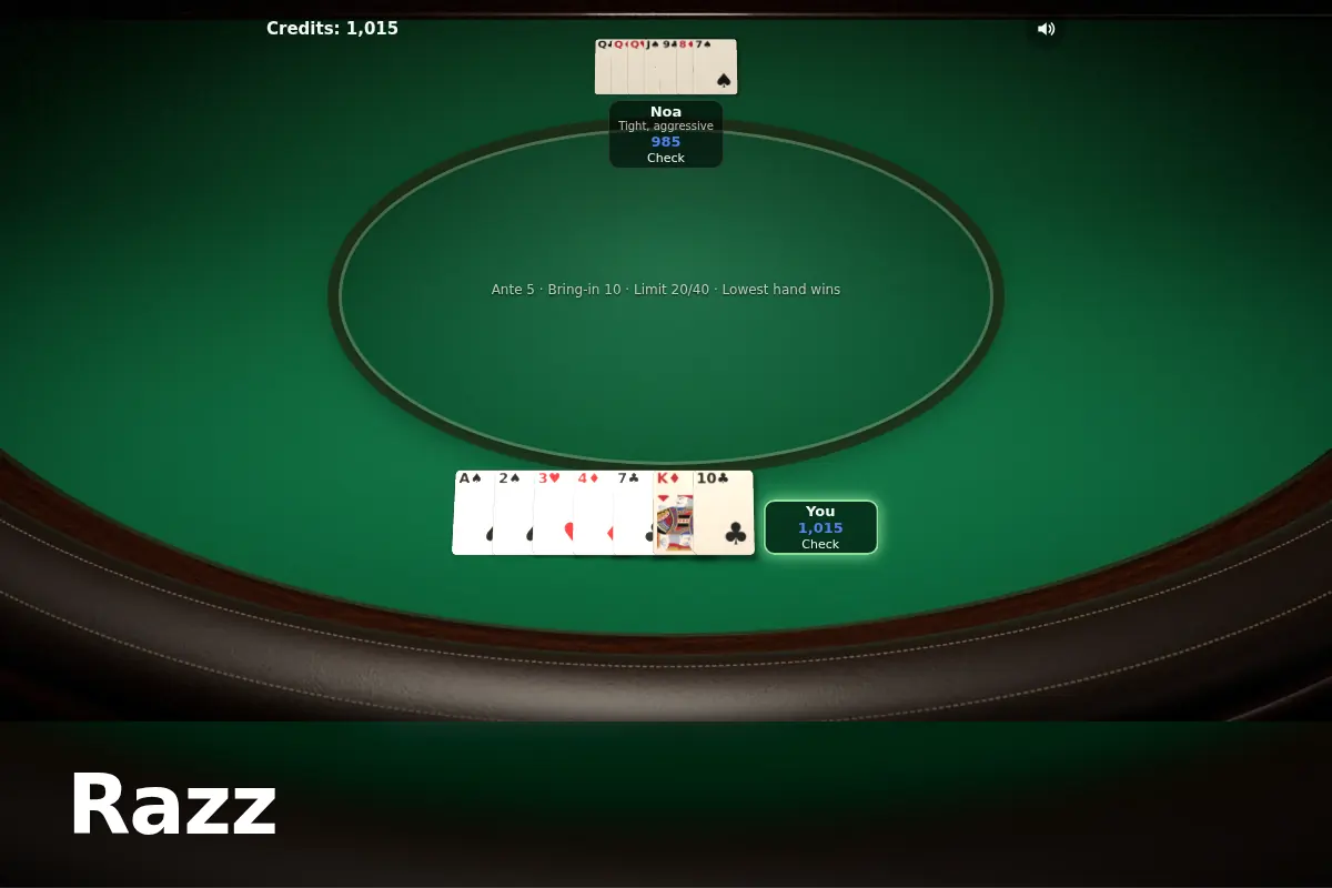 Razz game screen