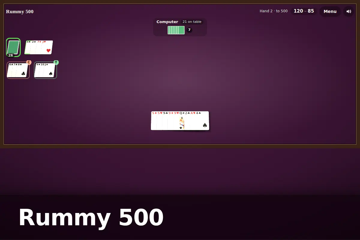 Rummy 500 game screen
