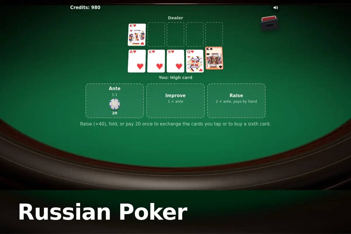 Russian Poker game screen