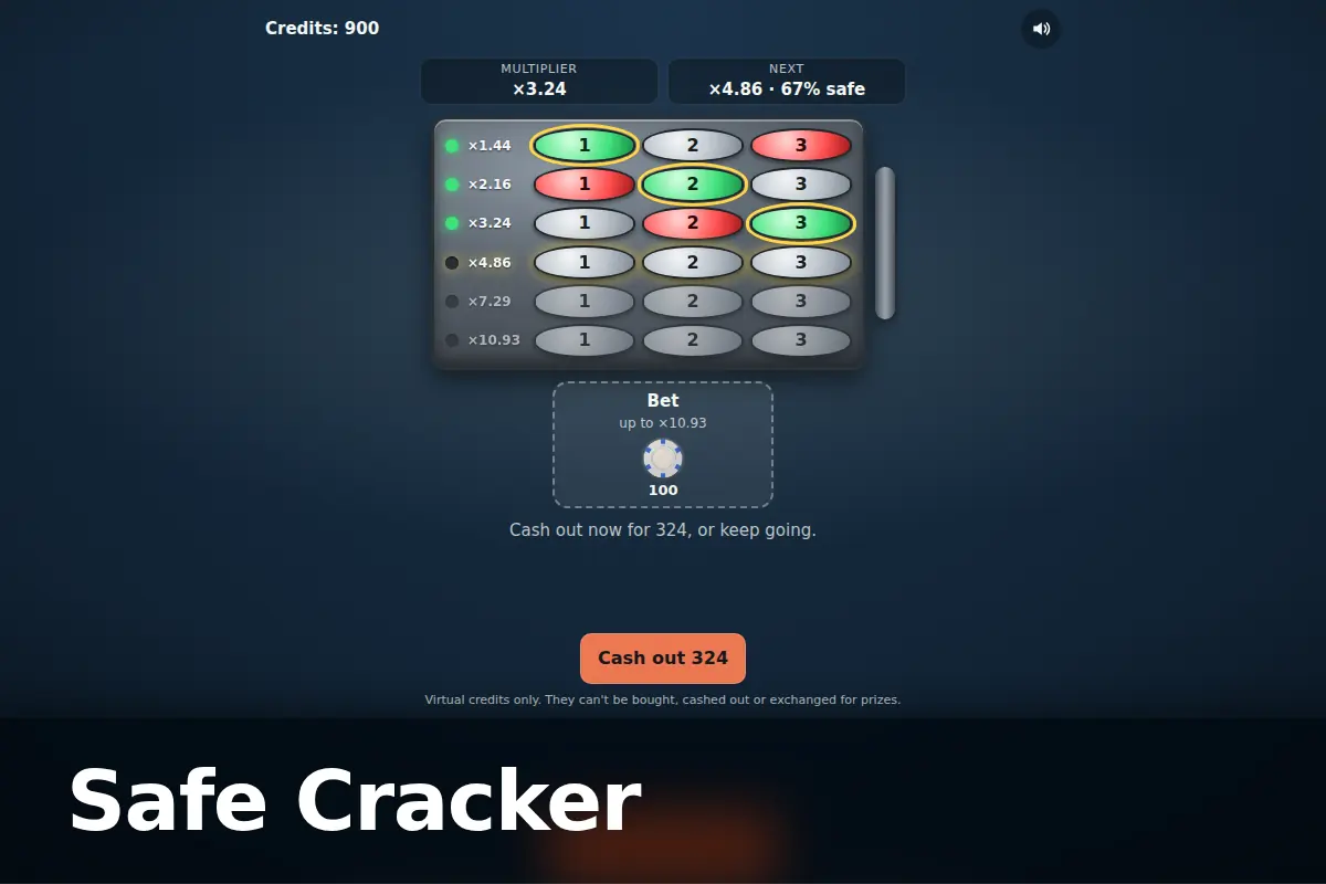 Safe Cracker game screen