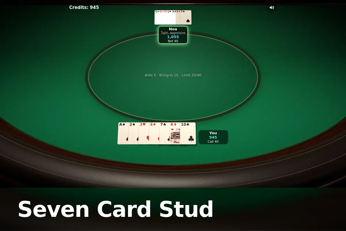 Seven Card Stud game screen