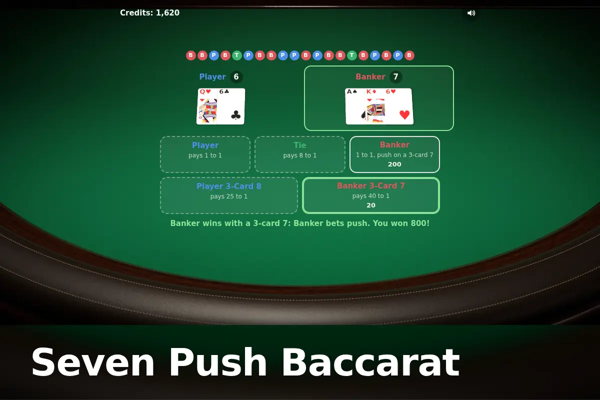 Seven Push Baccarat game screen