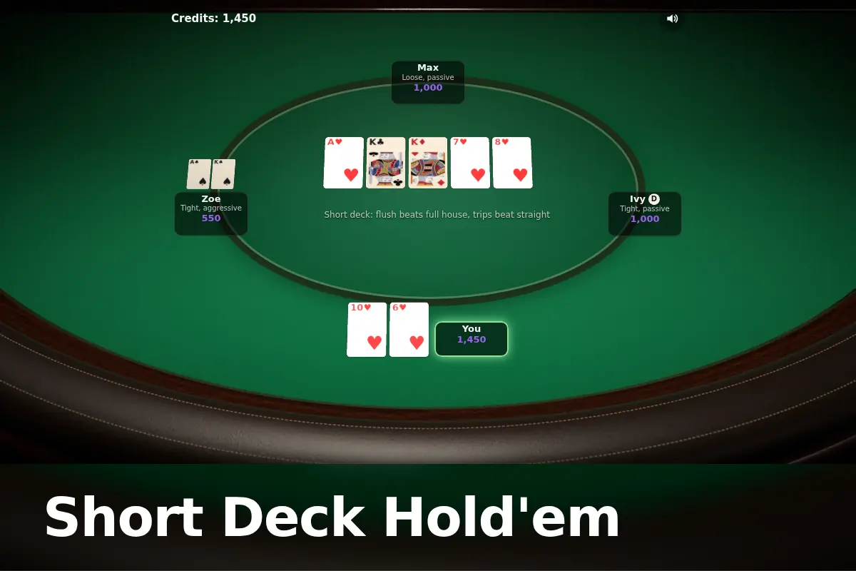 Short Deck Hold'em game screen