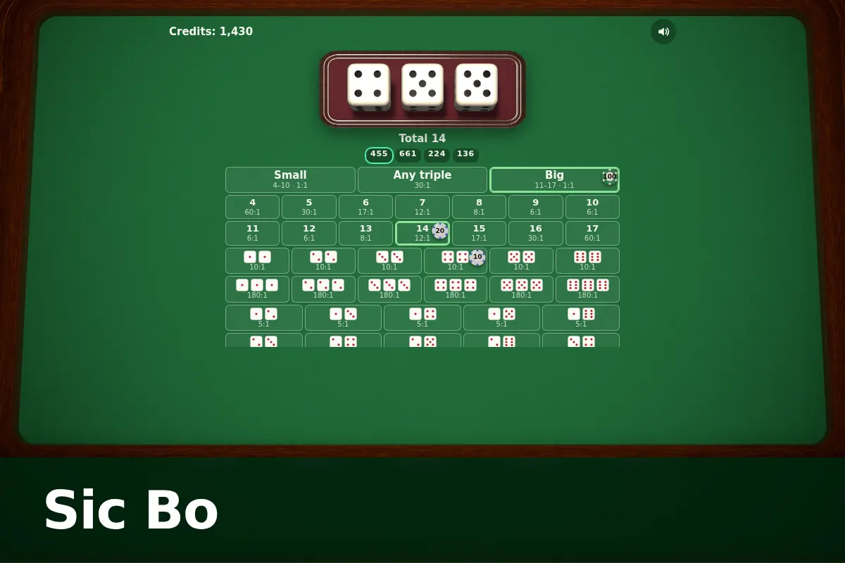 Sic Bo game screen