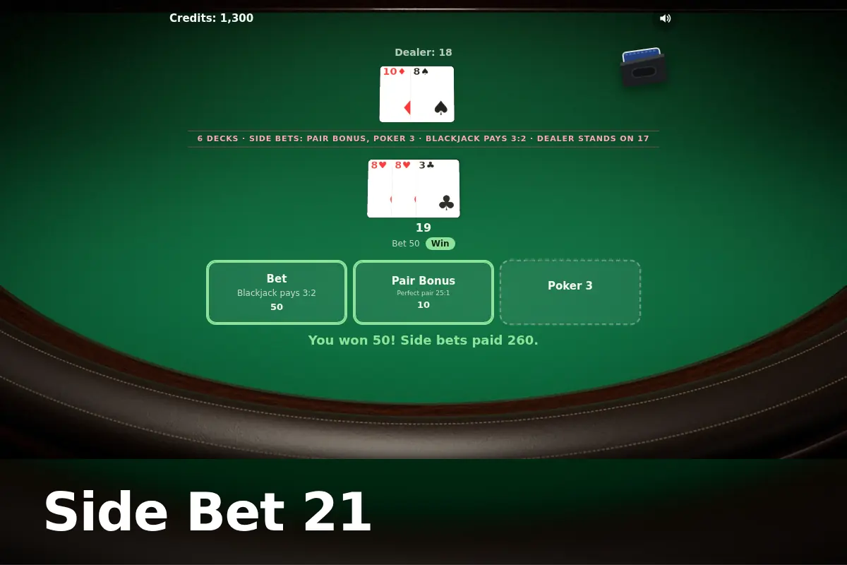 Side Bet 21 game screen