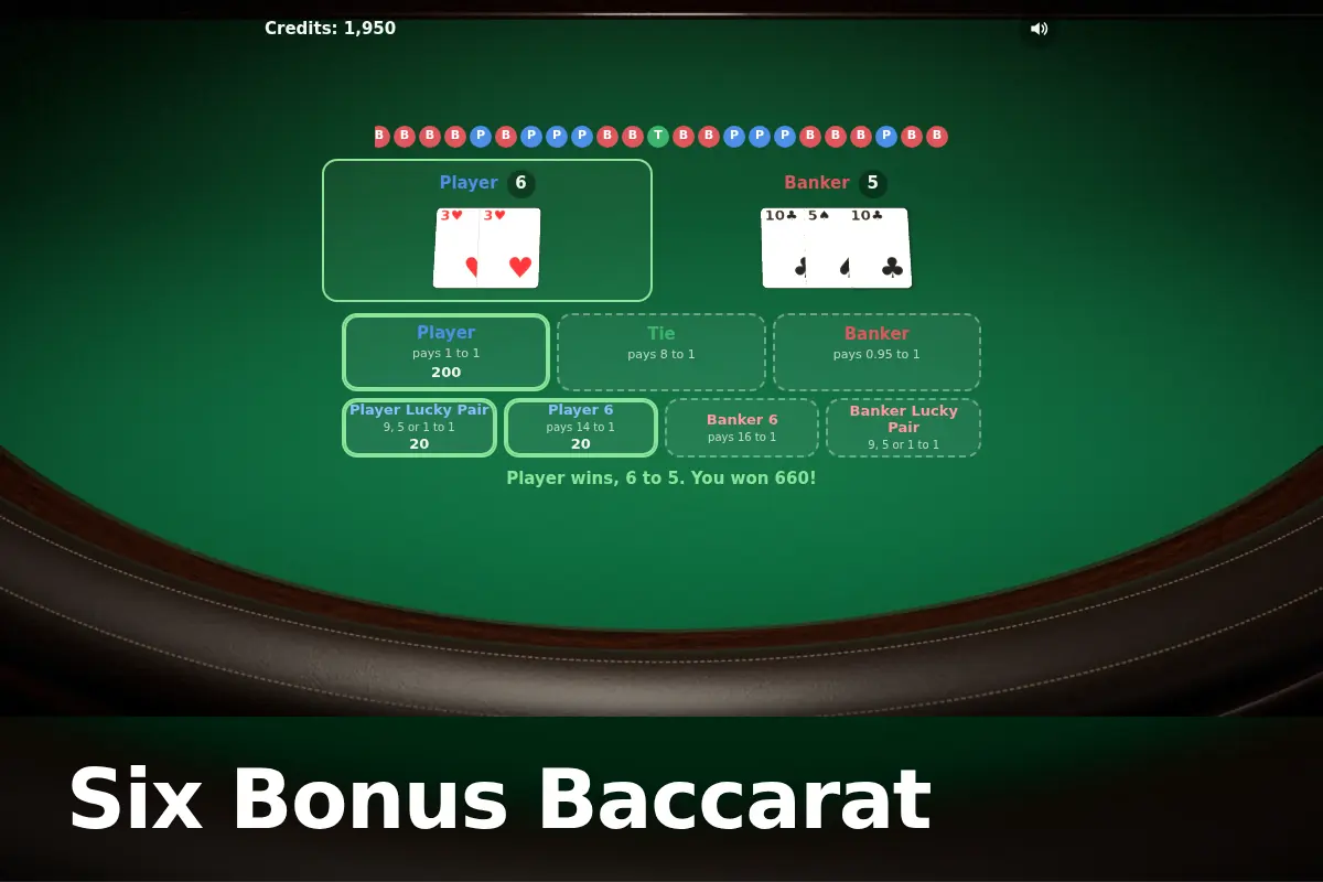 Six Bonus Baccarat game screen