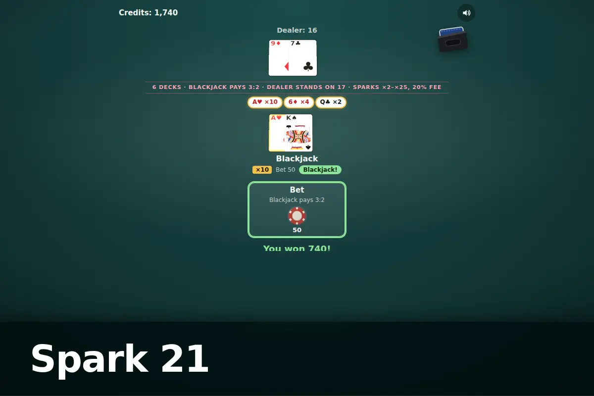 Spark 21 game screen