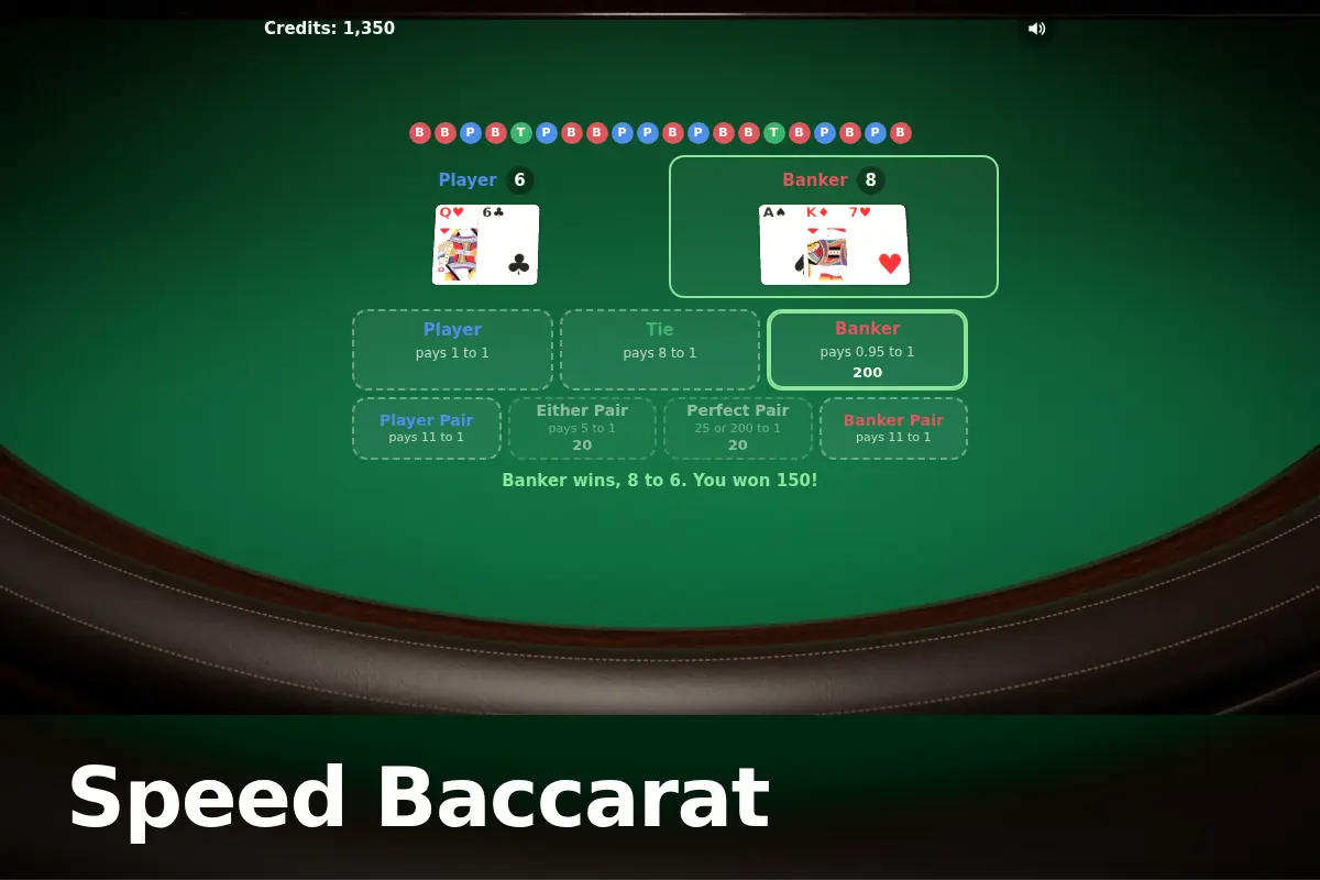 Speed Baccarat game screen