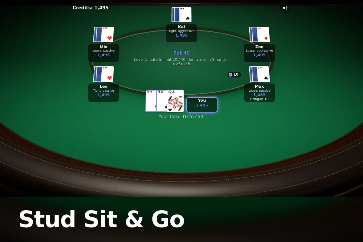 Stud Sit & Go game screen