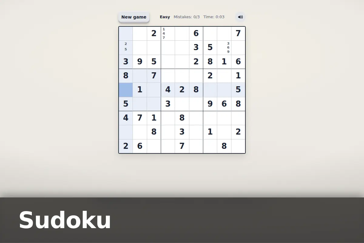 Sudoku game screen