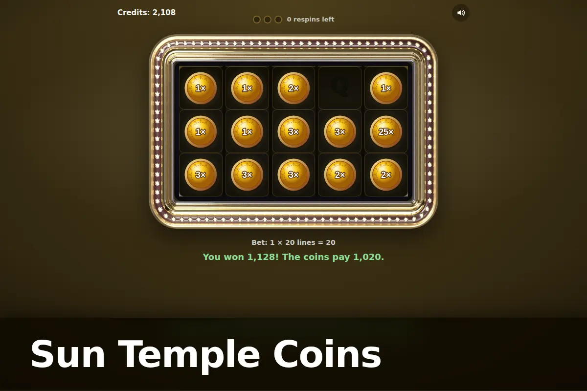 Sun Temple Coins game screen