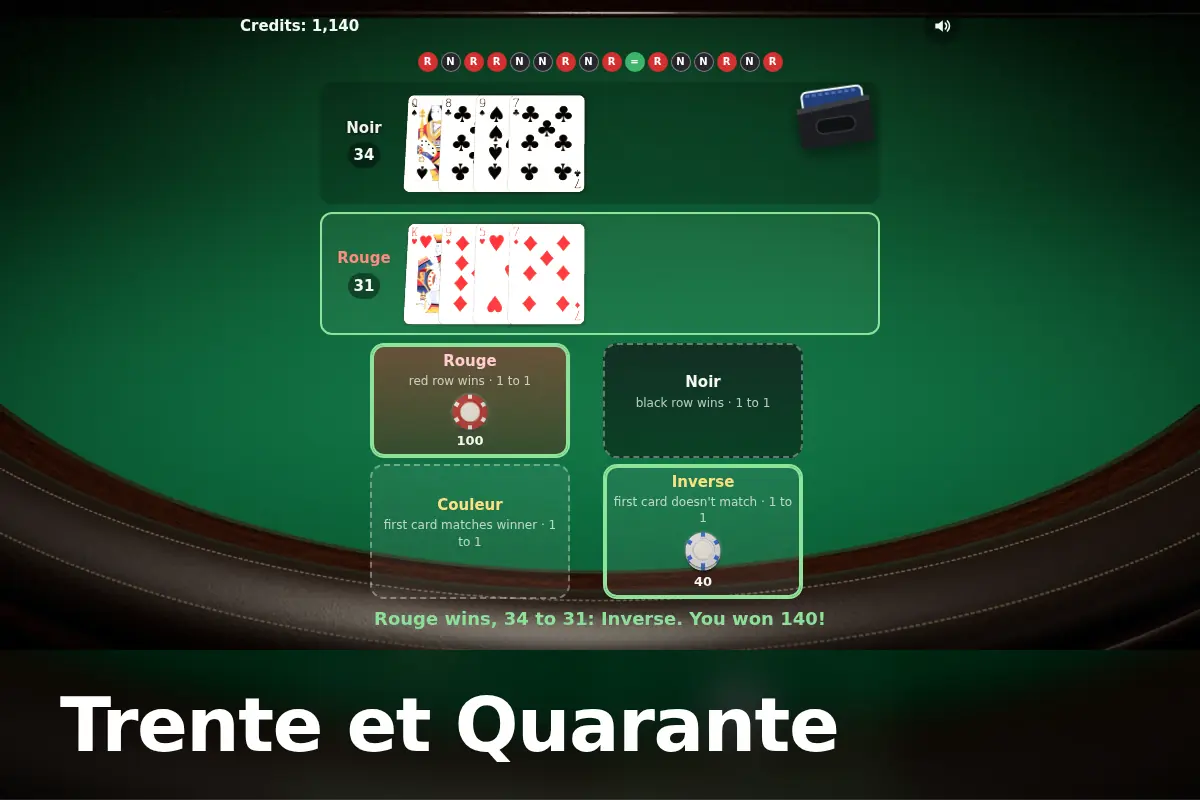 Trente et Quarante game screen