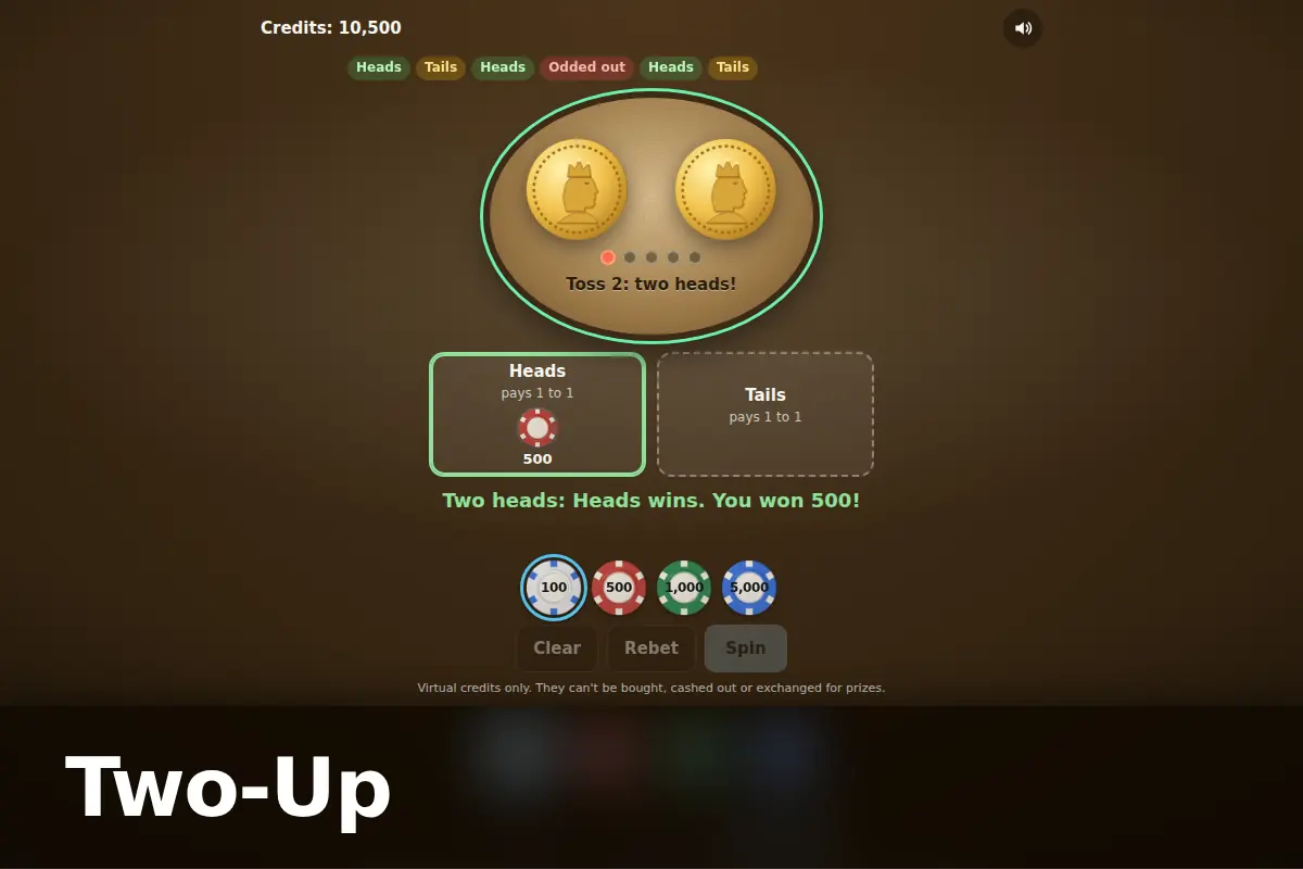 Two-Up game screen