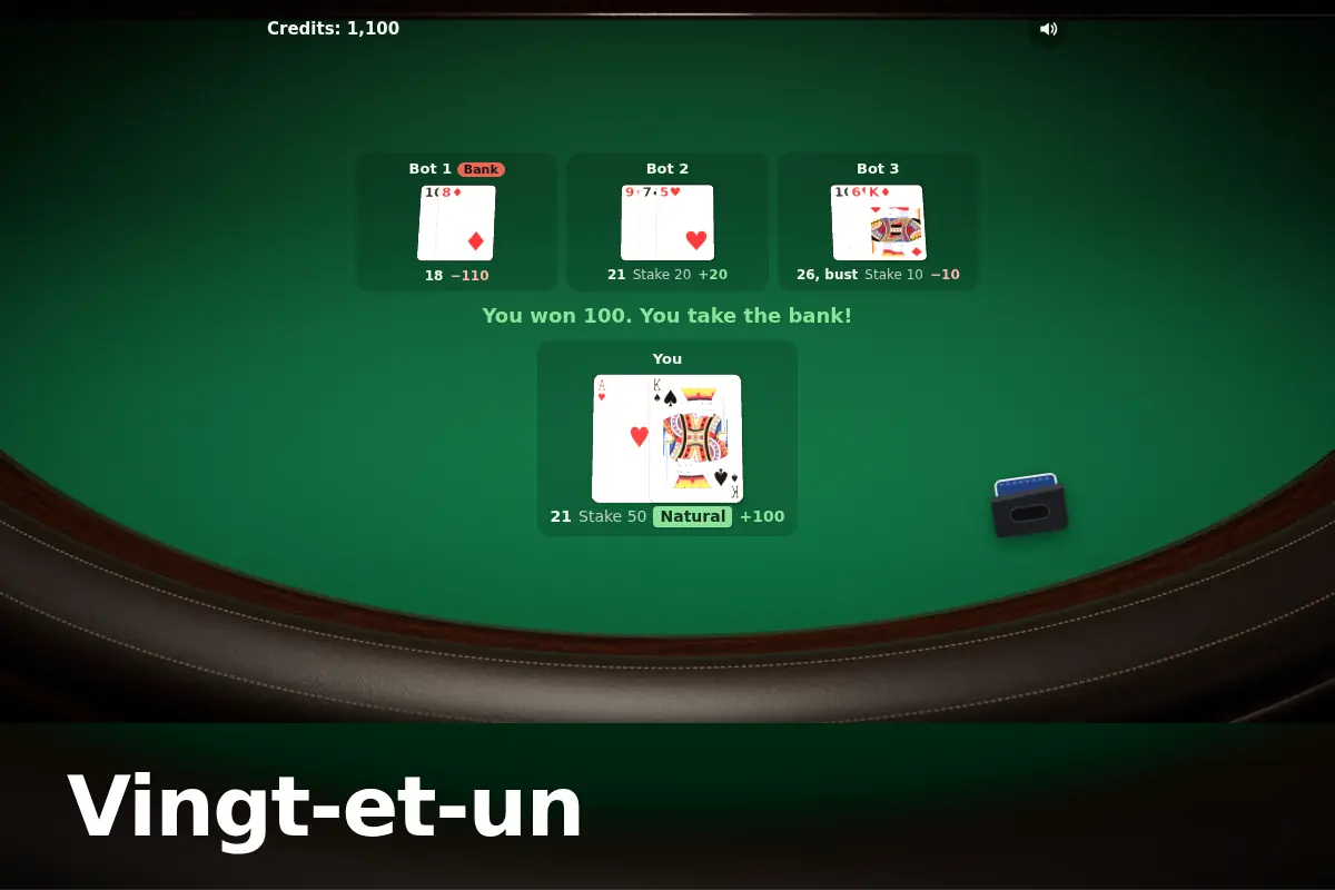 Vingt-et-un game screen