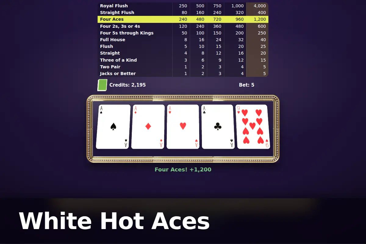 White Hot Aces game screen