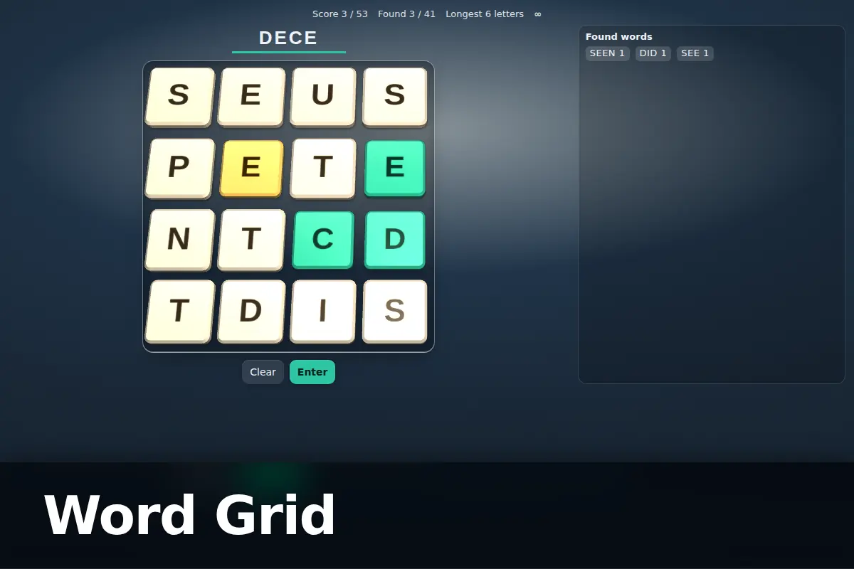 Word Grid game screen