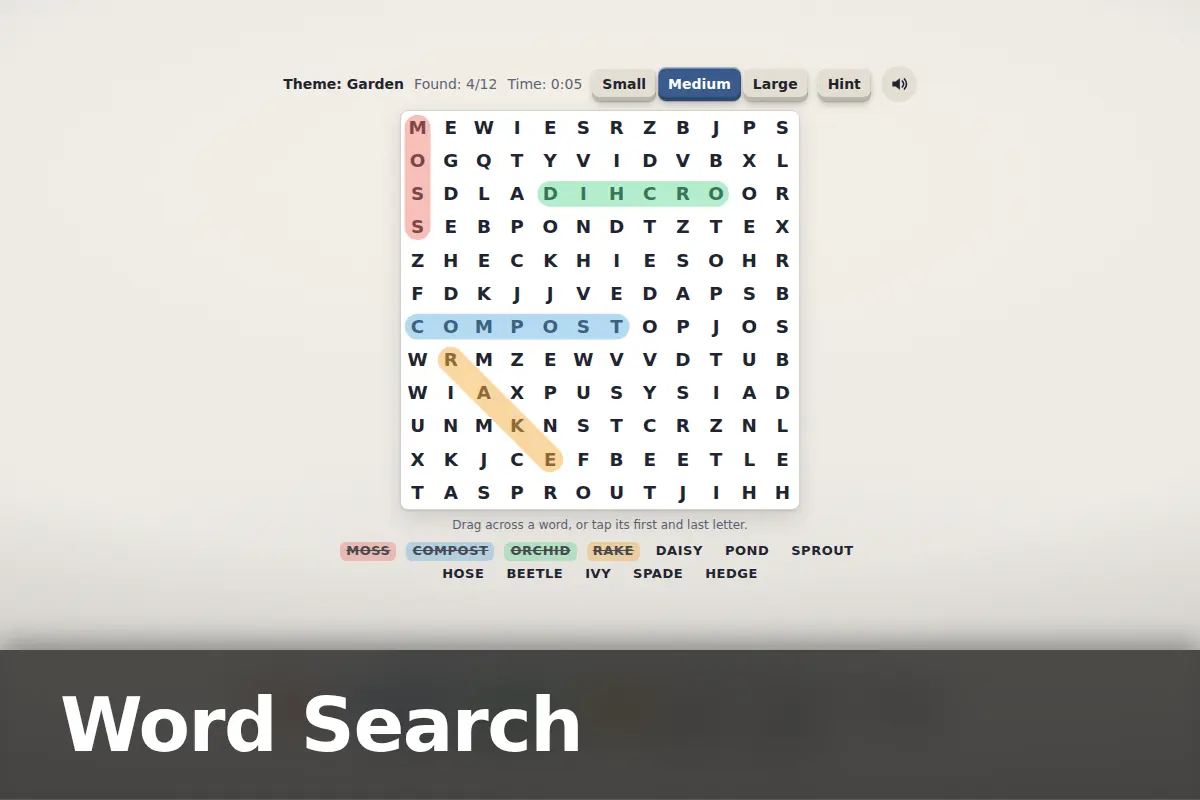 Word Search game screen